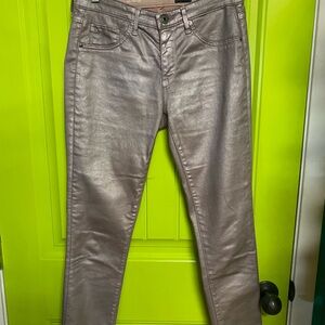 AG Adriano Goldschmied Shimmering Silver Skinny Jeans